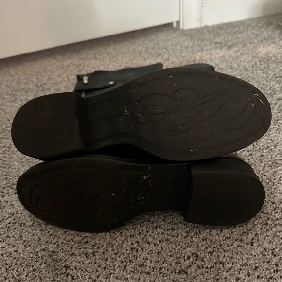 ENZO ANGIOLINI Size 8.5 Black Moto Riding Boots Silver Zipper Chains - Picture 9 of 11